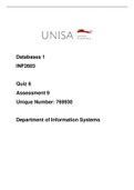 INF2603 Databases I - Assessment 9 2022