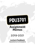 PDU3701 - Assignment Tut201 feedback (Questions & Answers) (2019-2021)
