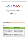 BOT2604 ASSIGNMENT 2 SEMESTER 2 2022