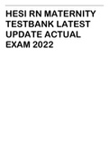 HESI RN MATERNITY  TESTBANK LATEST UPDATE ACTUAL  EXAM 2022