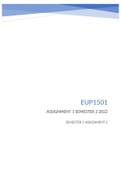 EUP1501 ASSIGNMENT 1 SEMESTER 2 2022