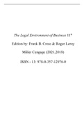 Class notes Legal Environment of Business (LGLS1101)  The Legal Environment of Business: Text and Cases, ISBN: 9780357129869