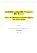 Service Plan Brief for  Stroke Rehabilitation Center for Physical and Mental Health