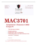 MAC3701 Assignment 1 Semester 2 2022