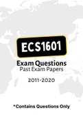 ECS1601 - Exam Questions PACK (2011-2020)