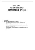CSL2601 ASSIGNMENT 1 SEMESTER 2 2022 (ALL ANSWERS/ SOLUTIONS)