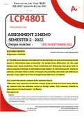 LCP4801 ASSIGNMENT 2 MEMO - SEMESTER 2 - 2022 - UNISA ( WITH DETAILED FOOTNOTES AND BIBLIOGRAPHY)