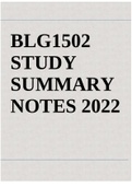 BLG1502 STUDY SUMMARY NOTES 2022