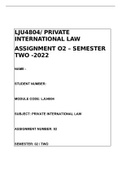 LJU4804 / PRIVATE INTERNATIONAL LAW ASSIGNMENT 02- SEMESTER TWO-2022