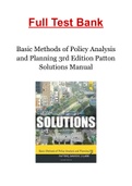 Basic Methods of Policy Analysis and Planning 3rd Edition Patton Solutions Manual