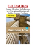 Cengage Advantage Books Business Law Principles and Practices 9th Edition Goldman Test Bank
