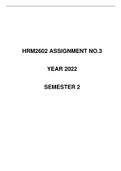 HRM2602 ASSIGNMENT NO.3 YEAR 2022 SEMESTER 2 SUGGESTED SOLUTIONS (DUE DATE:12/09/2022)