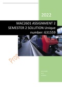 MAC2601 ASSIGNMENT 2 SEMESTER 2 SOLUTION 2022 Unique number: 631559