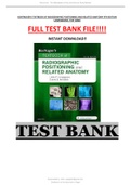 Test Bank For Bontrager|'s Textbook  of Radiographic  Positioning And Related Anatomy 9th Edition Lampignano| Complete | A++| Guide|
