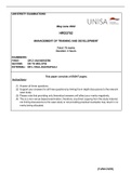 Exam (elaborations) HRD3702 - Management Of Training And Development (HRD3702) 