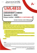 LML4810 ASSIGNMENT 2 MEMO - SEMESTER 2 - 2022 - UNISA - (WITH DETAILED FOOTNOTES AND BIBLIOGRAPHY)