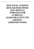 TEST BANK: NURSING RESEARCHMETHODS AND CRITICAL APPRAISALFOR EVIDENCE BASED PRACTICE,7TH EDITION, LOBIONDO WOOD