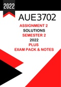 AUE3702 Assignment 2 (Solutions) Semester 2 (2022) #782772 with Exam  Pack for Exam Revision with revision notes - All you need!