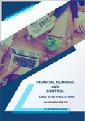 Financial Planning and Control Case Study Solutions Second Semester 2022