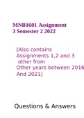 MNB1601 Assignment 3 Semester 2 2022 (With other assignment packs from previous years)
