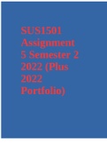 SUS1501 Assignment 5 Semester 2 2022 (Together with 2022 combined assignment portfolio)