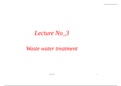 Lecture 3 waste water treatment.   1.1 Introduction To remove contaminants from waste water there are three mechanisms 1 . Physical Mainly physical properties like  Screening  Sedimentation  Floatation  Filtration 2. Chemical  Chemical properties like