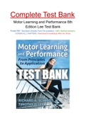 Motor Learning and Performance 6th Edition Lee Test Bank