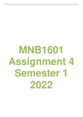 MNB1601 Assignment 4 Semester 1 2022 COMPLETE WITH ALL THE ANSWERS 