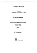 TAX3702 ASSESSMENT 5 SEM 2 OF 2022 EXPECTED SOLUTIONS