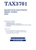 TAX3701 - PAST EXAM PACK SOLUTIONS & BRIEF NOTES - 2022