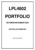 LPL4802 OCTOBER NOVEMBER PORTFOLIO 2022 