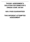 TAX 2601. Assessment 6. Semester 2. 100% pass guaranteed, two attempted assessments.