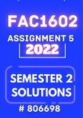FAC1602 Assignment 5 (Solutions) Semester 2 (2022) Code: 806698 (Due 31/10/2022) Buy Quality 100% 