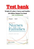Wright & Leahey’s Nurses and Families 7th Edition Shajani Test Bank|ISBN: 978-0803669628|Complete Test bank Guide A+