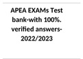 APEA EXAMs Test bank-with 100%. verified answers-2022-2023