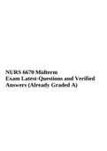 NURS 6670 - Psychiatric Mental Health Nurse Practitioner Role II: Adults And Older Adults Midterm Exam Latest-Questions and Verified Answers (Already Graded A.
