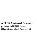 ATI PN Maternal Newborn proctored 2020 Exam (Questions And Answers).