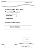 PYC3704 Tutorial letter| This tutorial letter contains: General information || How to cope with formulas ||  Answers and feedback for Assignments