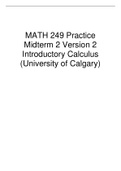 MATH 249 Practice Midterm 2 Version 2 Introductory Calculus (University of Calgary) 2022-2023
