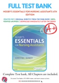 Test Bank for Mosby's Essentials for Nursing Assistants 6th Edition By Leighann Remmert; Sheila A. Sorrentino Chapter 1-38 Complete Guide A+