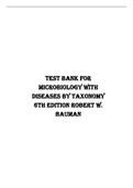 Test Bank for Microbiology with Diseases by Taxonomy 6th Edition Robert W. Bauman