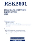RSK2601 - PAST EXAM PACK SOLUTIONS & BRIEF NOTES - 2022