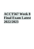 ACCT 567 Week 8 Final Exam Latest 2022/2023