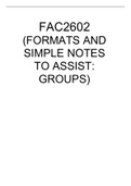 FAC2602 - EXAM PACK: Short Summary & Formats: Simple Group Structures 2021