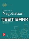 TEST BANK for Essentials of Negotiation 7th Edition by Roy Lewicki, Bruce Barry and David Saunders.  ISBN 9781260512595, 1260512592. Chapters 1-12. 300 Pages. 