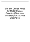 Biol 341 Course Notes for Unit 2 Human Genetics (Athabasca University) 2022-2023 all complete