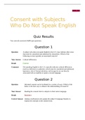 NR 505NP CITI TRAINING QUIZ (Consent with Subjects Who Do Not Speak English) | 100% CORRECT GUARANTEED Course NR 505 NP Institution Chamberlain College Nursing Consent with Subjects Who Do Not Speak English Quiz Results You correctly answered 3 of 5 quiz 