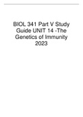 BIOL 341 Part V Study Guide UNIT 14 -The Genetics of Immunity 2023