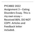 PYC4802 2022 Assignment 3 – Eating Disorders Essay