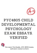 PYC4805 CHILD Developmental Psychology Exam ESSAYS. VERIFIED
